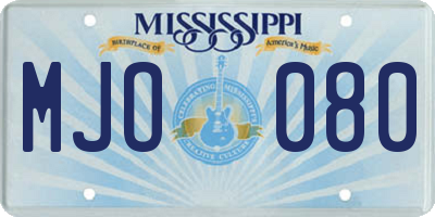 MS license plate MJO080