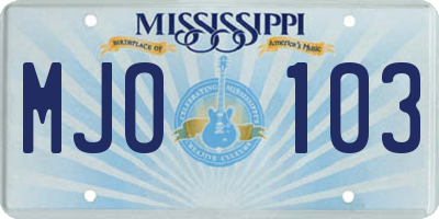 MS license plate MJO103