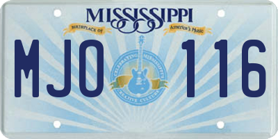 MS license plate MJO116