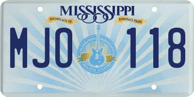MS license plate MJO118