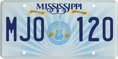 MS license plate MJO120