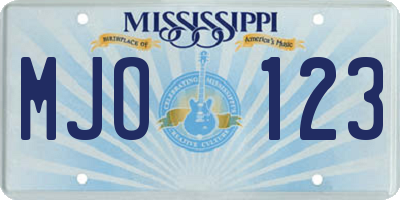 MS license plate MJO123