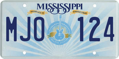MS license plate MJO124