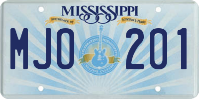 MS license plate MJO201