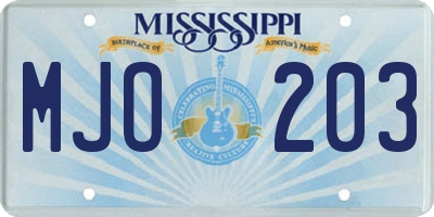 MS license plate MJO203