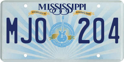 MS license plate MJO204