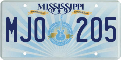 MS license plate MJO205