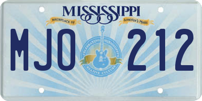 MS license plate MJO212