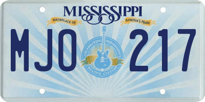 MS license plate MJO217