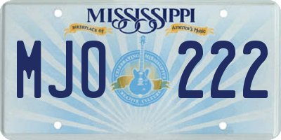 MS license plate MJO222