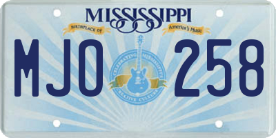 MS license plate MJO258