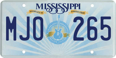 MS license plate MJO265