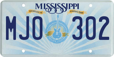 MS license plate MJO302