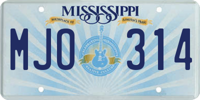 MS license plate MJO314