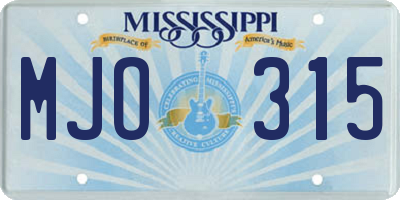 MS license plate MJO315