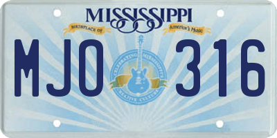 MS license plate MJO316