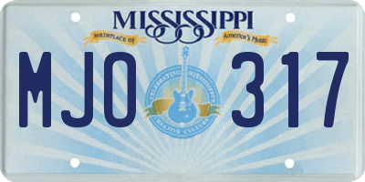MS license plate MJO317