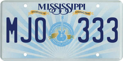 MS license plate MJO333