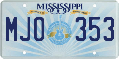 MS license plate MJO353