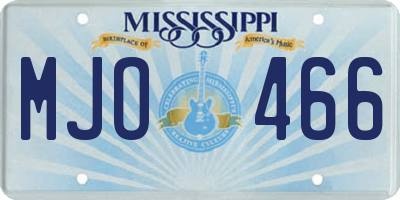 MS license plate MJO466