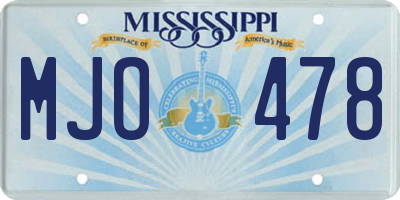 MS license plate MJO478