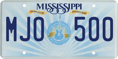 MS license plate MJO500