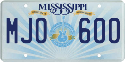 MS license plate MJO600