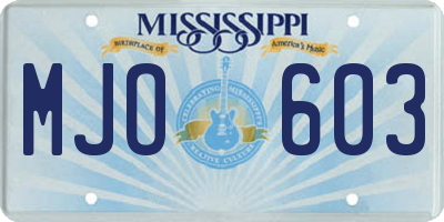 MS license plate MJO603