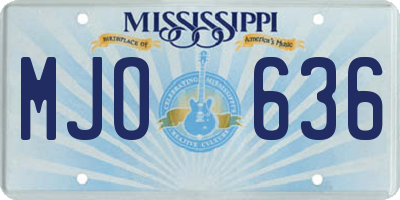 MS license plate MJO636