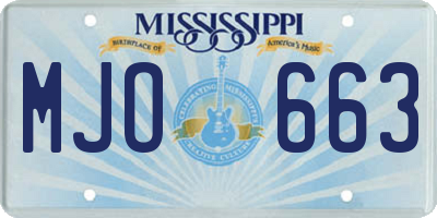 MS license plate MJO663