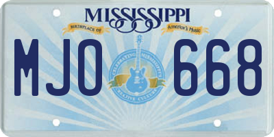 MS license plate MJO668
