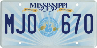 MS license plate MJO670