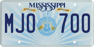 MS license plate MJO700