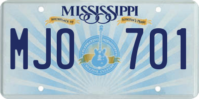 MS license plate MJO701