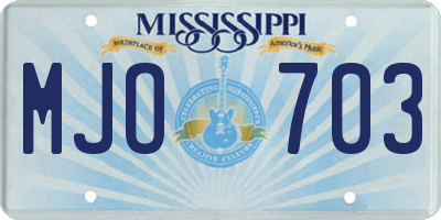 MS license plate MJO703