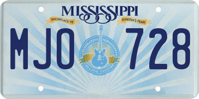 MS license plate MJO728