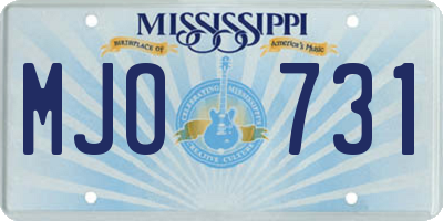 MS license plate MJO731