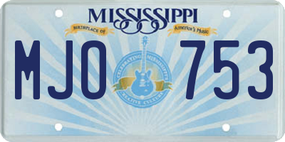 MS license plate MJO753
