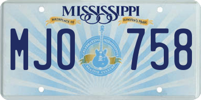 MS license plate MJO758