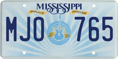 MS license plate MJO765