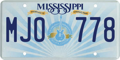 MS license plate MJO778
