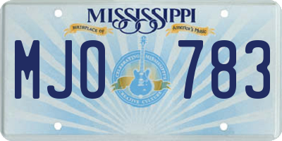 MS license plate MJO783