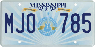 MS license plate MJO785