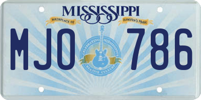 MS license plate MJO786
