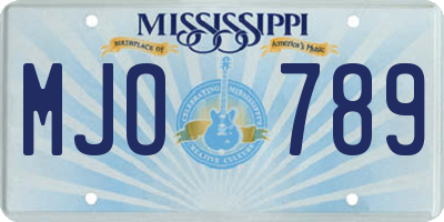 MS license plate MJO789