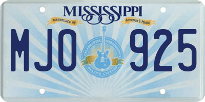 MS license plate MJO925