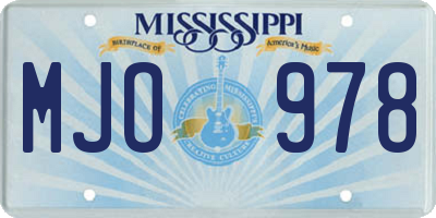 MS license plate MJO978