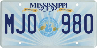 MS license plate MJO980