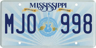 MS license plate MJO998