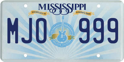 MS license plate MJO999